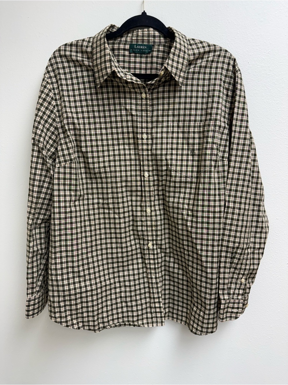 Vintage Lauren Ralph Lauren Brown Plaid Button-Up Shirt
